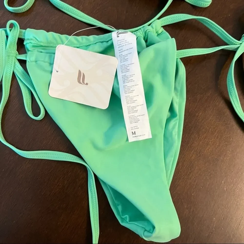 NWT Fabletics Triangle String Bikini Set Green Y2k 90s Trendy S/M